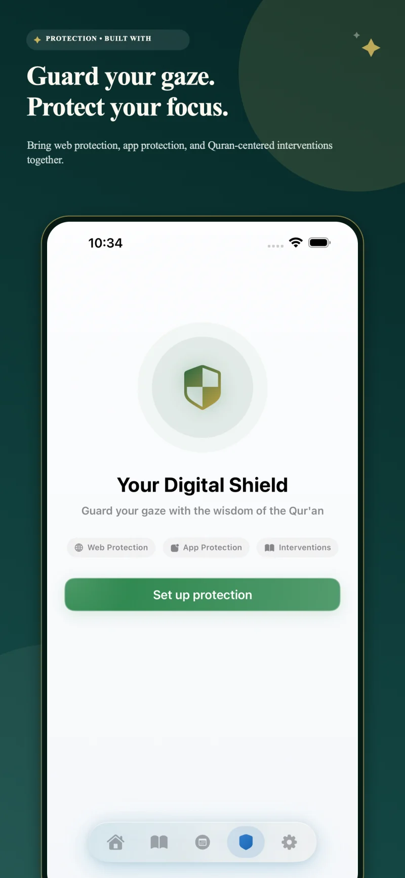 Personal protection setup in Deen Over Dunya using Apple Screen Time controls